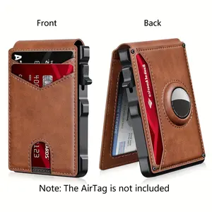 Airtag Wallet for Men RFID Blocking Aluminum Bifold Pop UP Wallet with ID Window, Minimalist Credit Card Holder & Secure Button-Protected Slot - Sleek Black Gift for Him  Minimalist Wallet Multi Card Highquality Finish Travel Essentials