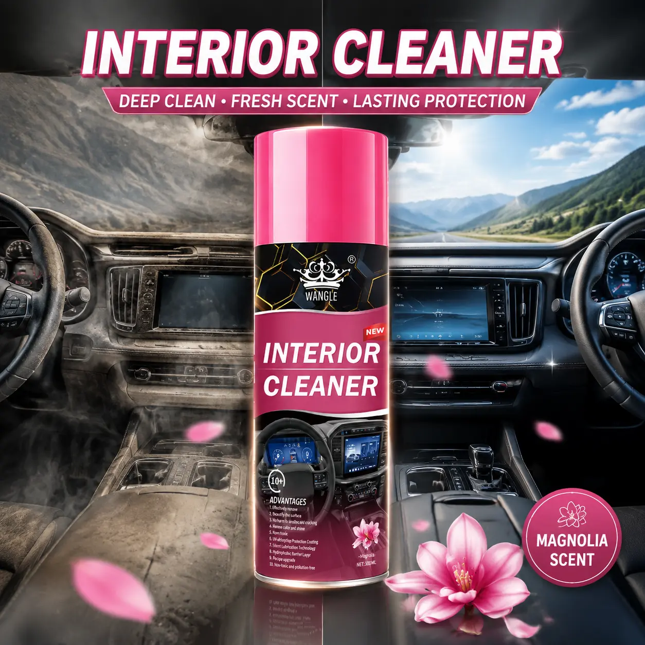 Car Interior Leather & Plastic Restorer – Advanced Interior Care Formula Cleans Dirt, Refreshes Faded Leather & Plastic Surfaces, Enhances Natural Shine & Smooth Finish, Ideal for Dashboard, Seats, Door Panels, Vinyl & Vehicle Interior Detailing
