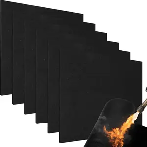 6 Pack 12'' x 14'' Welding Blanket Fireproof Pad 5mm Thickened Carbon Felt Wick Flame Retardant Protective Mat High Temperature Resistant 1800 ° f for Glass Blowing Camping Wood Stove Grill