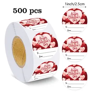 500pcs Roll Heart Shape Blank Stickers, Adhesive Labels, Business Decor Baking Supplies, Wedding Gifts Packaging Labels, Valentine's Day Stickers