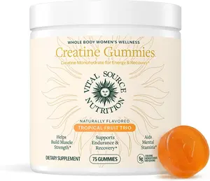 Vital Source Nutrition Creatine Monohydrate Gummies for Women - Tropical Fruit Trio - 75 Gummies - Women's Creatine Chews - Pre Workout Gummy for Strength, Recovery and Focus