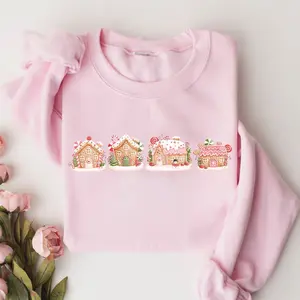 Cute Pink Gingerbread Sweatshirt, Christmas Sweatshirt, Christmas Crewneck, Cute Gingerbread House Sweater, Holiday Shirt Hoodie, Christmas Xmas Gift
