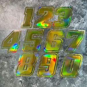 1PC  Gold Laser 0123456789 Motorcycle Sticker  Suitable for Body  Side Panel Front Windshield  Car Triangle Window Digital Coding DIY Decoration  Vehicle Exterior Waterproof and Durable Scratch Shielding Accessories