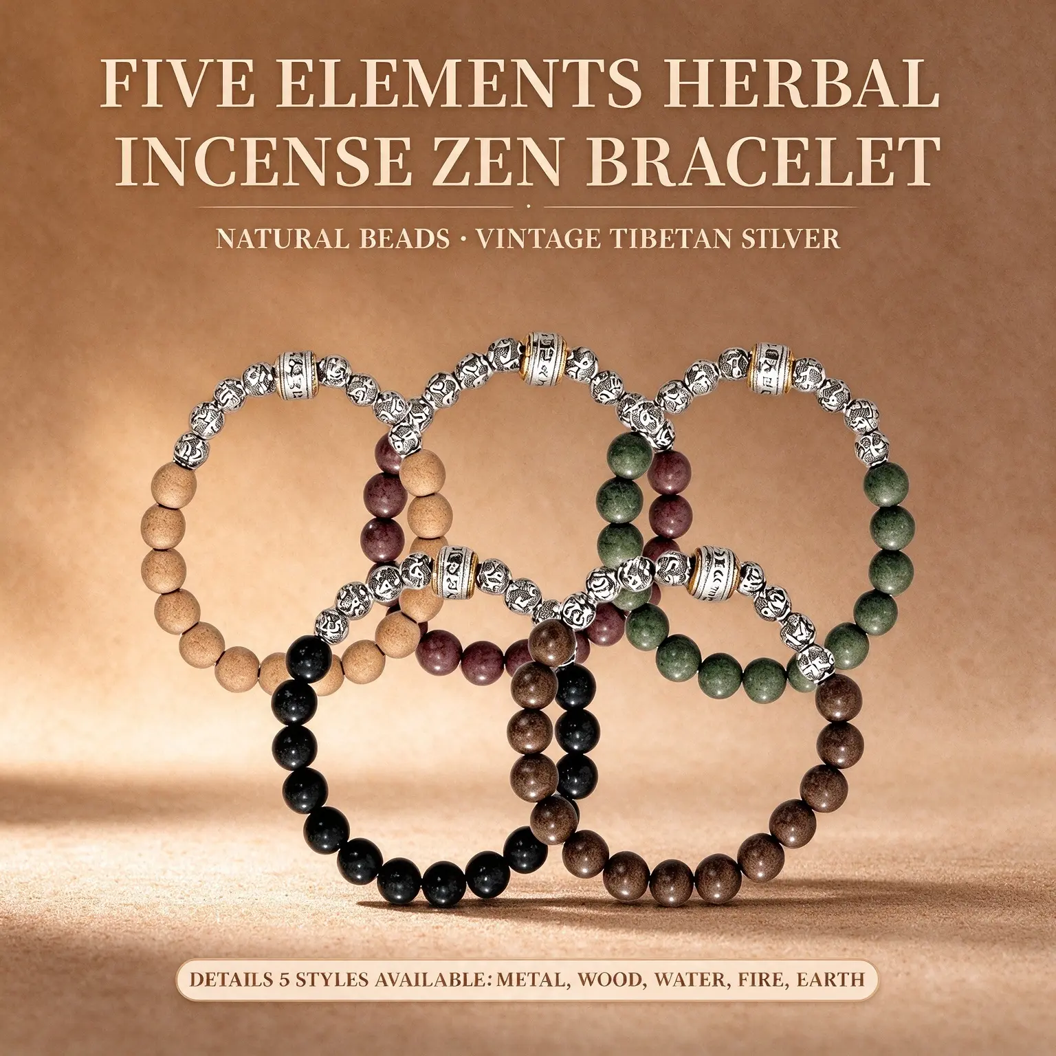 Affiliate Link: Vintage Tibetan Silver 5-Elements Herbal Incense Fidget Bracelet - Nature Inspired, Sensory Stimulation, Handcrafted Zen Jewelry for Stress Relief &amp; Cultural Gifting, Beaded Bracelets &amp; Bangles