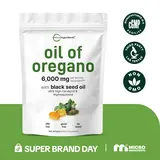 Micro Ingredients Oregano Oil with Black Seed Oil, 150/300 Softgel, 4X Strength Carvacrol & Thymoquinone | Plant Based, Non-GMO