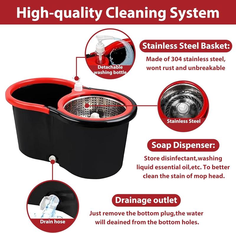 Viral Multicolor 360° Spin Mop and Bucket Set with 3 Microfiber Cleaning Mop Refills, Stainless Steel Adjustable Extended Handle, Non-Slip Design