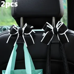 2pcs Car Seat Headrest Bow Tie Hooks, Cute Butterfly Knot Car Hooks, Car Hanger for Wallets and Handbags, Universal Interior Decoration Accessories