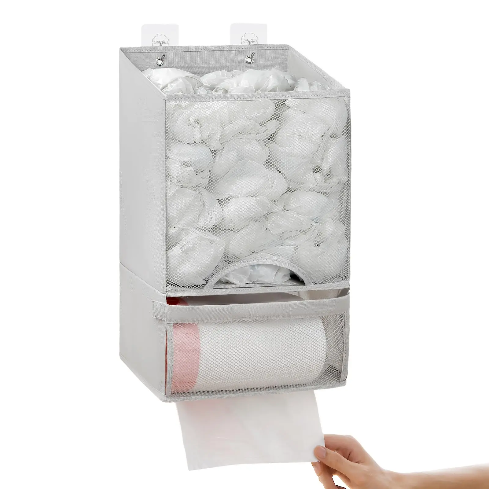 2-in-1 Durable Plastic Grocery Bag Holder, High-Capacity Waste & Recycling Organizer for Kitchen Space Saving