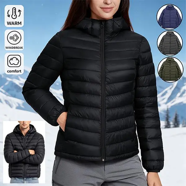 Pioneer Camp men's Packable Baffle-Quilted Down Jacket - Winter Lightweight, Water-Resistant, Hooded Outerwear with Adjustable Features, 2 Deep Zippered Hand Pockets, Casual Long Sleeve Jacket for Women for Skiing, Athletic Activities