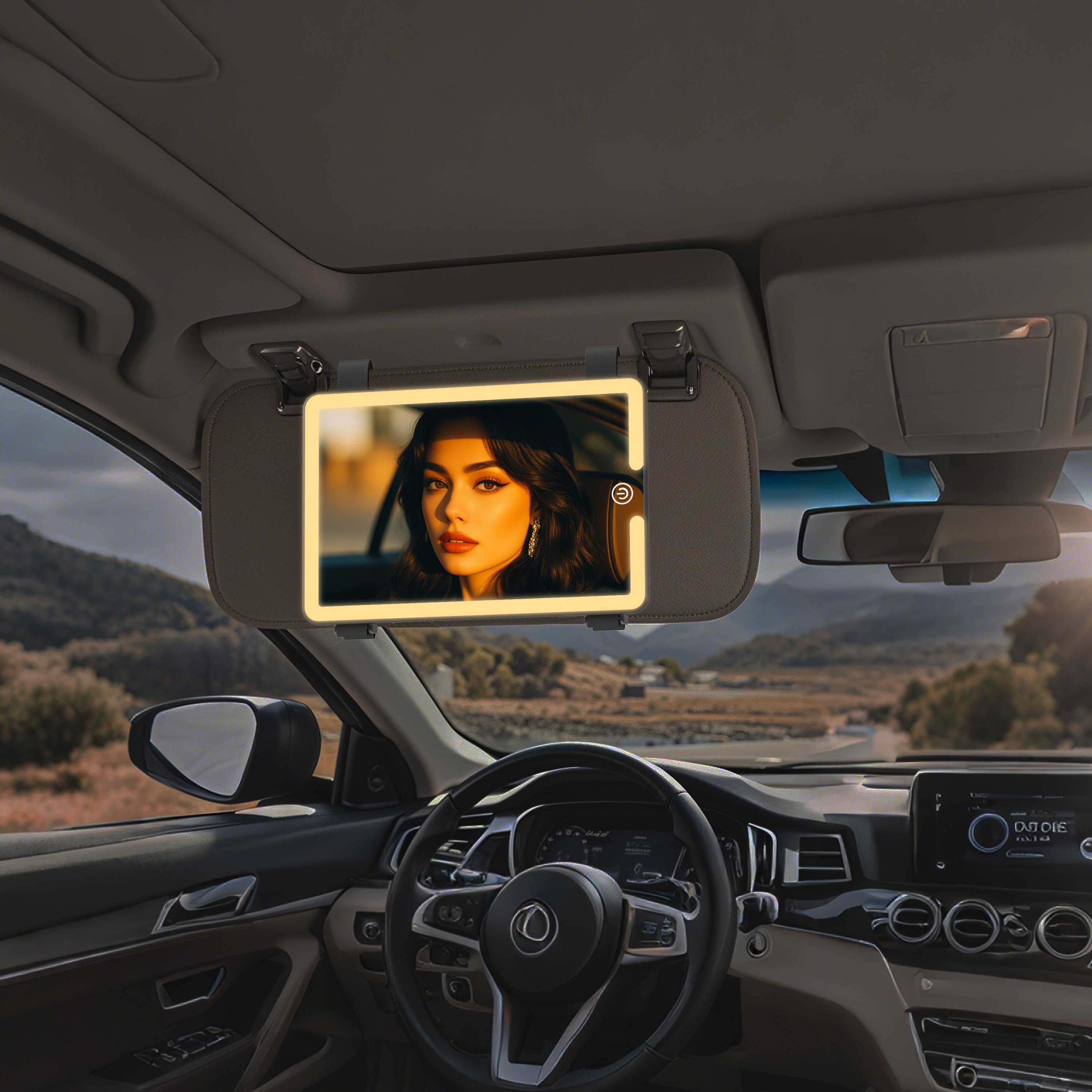 Rechargeable Car Vanity Mirror with 58 LEDs, Type-C Charging, and 3 Lighting Options