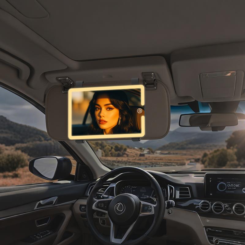 Rechargeable Car Vanity Mirror with 58 LEDs, Type-C Charging, and 3 Lighting Options