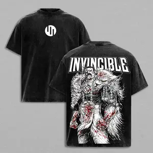 Thragg's ultra-retro washed oversized T-shirt/vest, Viltrumite Empire Bloodstained Pattern T-shirt, villainous anime style streetwear heavyweight pure cotton unisex shirt, a gift for comic book fans.