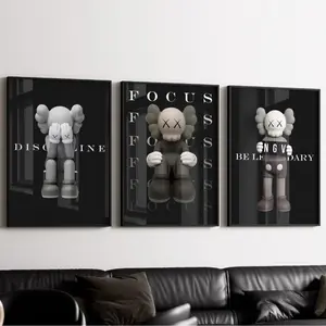 Hypebeast KAWS Figure Poster Set Of 3 | Minimalist Hypebeast Wall Art Prints | 3D Kaws Toys | Masculine Wall Art | Trendy Wall Art Decor |