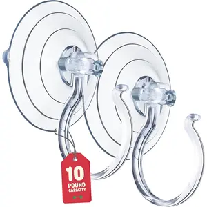 Christmas Wreath Hanger For Glass Front Door [Set of 2] Giant Suction Wreath Hanger, Hang Large or Heavy Wreaths Securely on Glass Doors and Windows up to 10 Lbs - Heavy Duty Wreath Holders -  Made