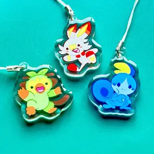 Pokémon 1.5” Acrylic Charms w/ Double Sided Epoxy: Generation 8 Starters