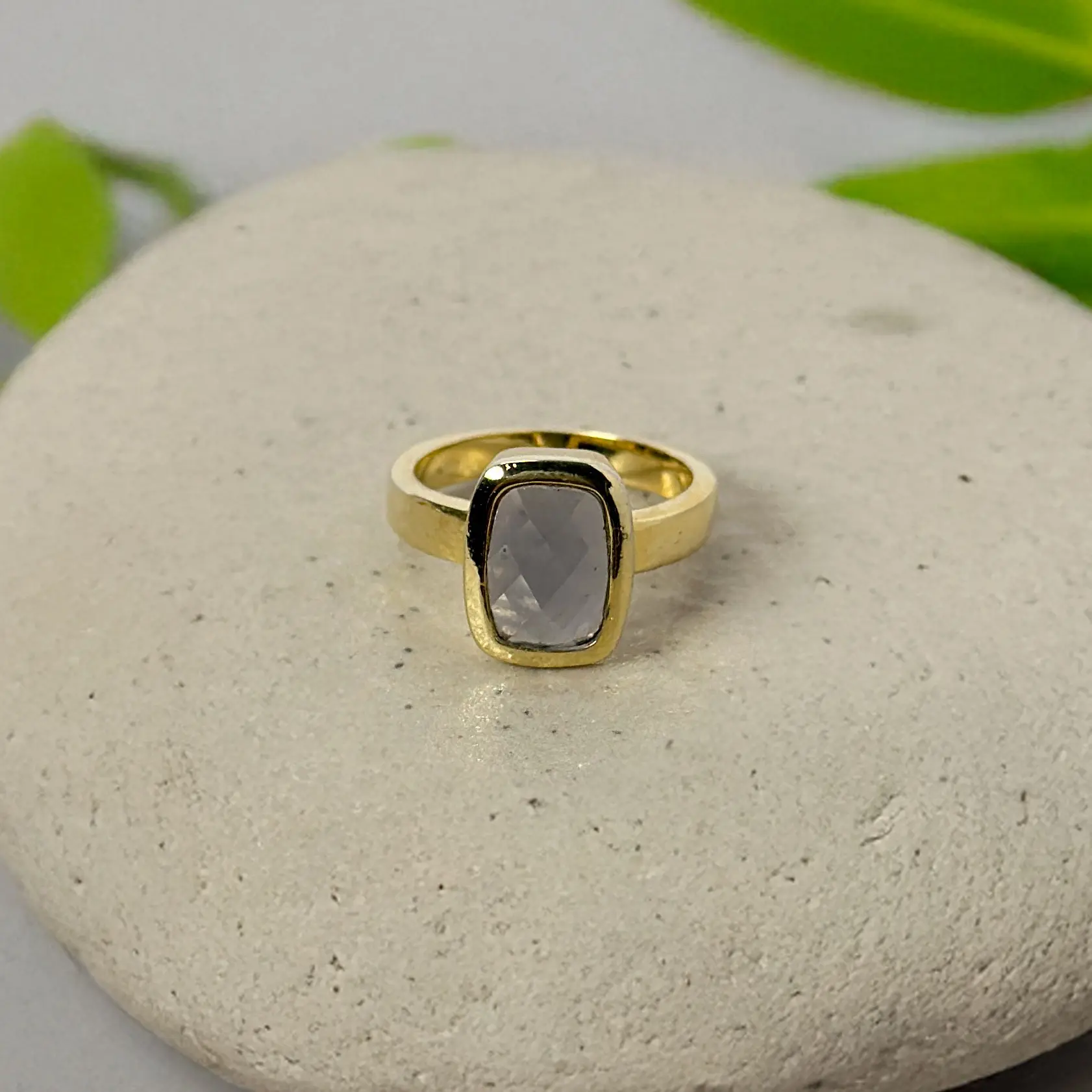 Lavender Crystal Rectangle Ring, Ring Collection, Fashion Trend