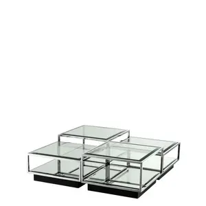 Eichholtz Timeless Minimalist Modern Square Glass Coffee Table