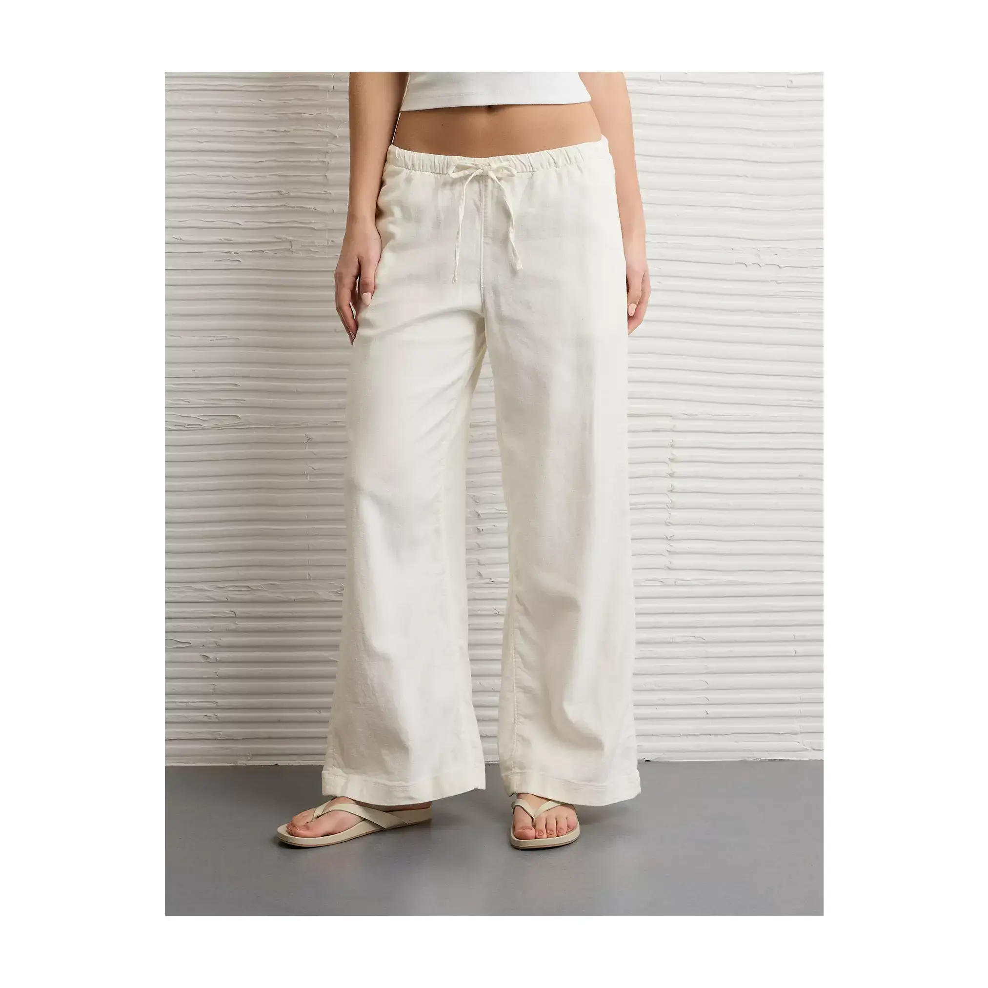 AE Low-Rise Linen-Blend Pull-On Pant