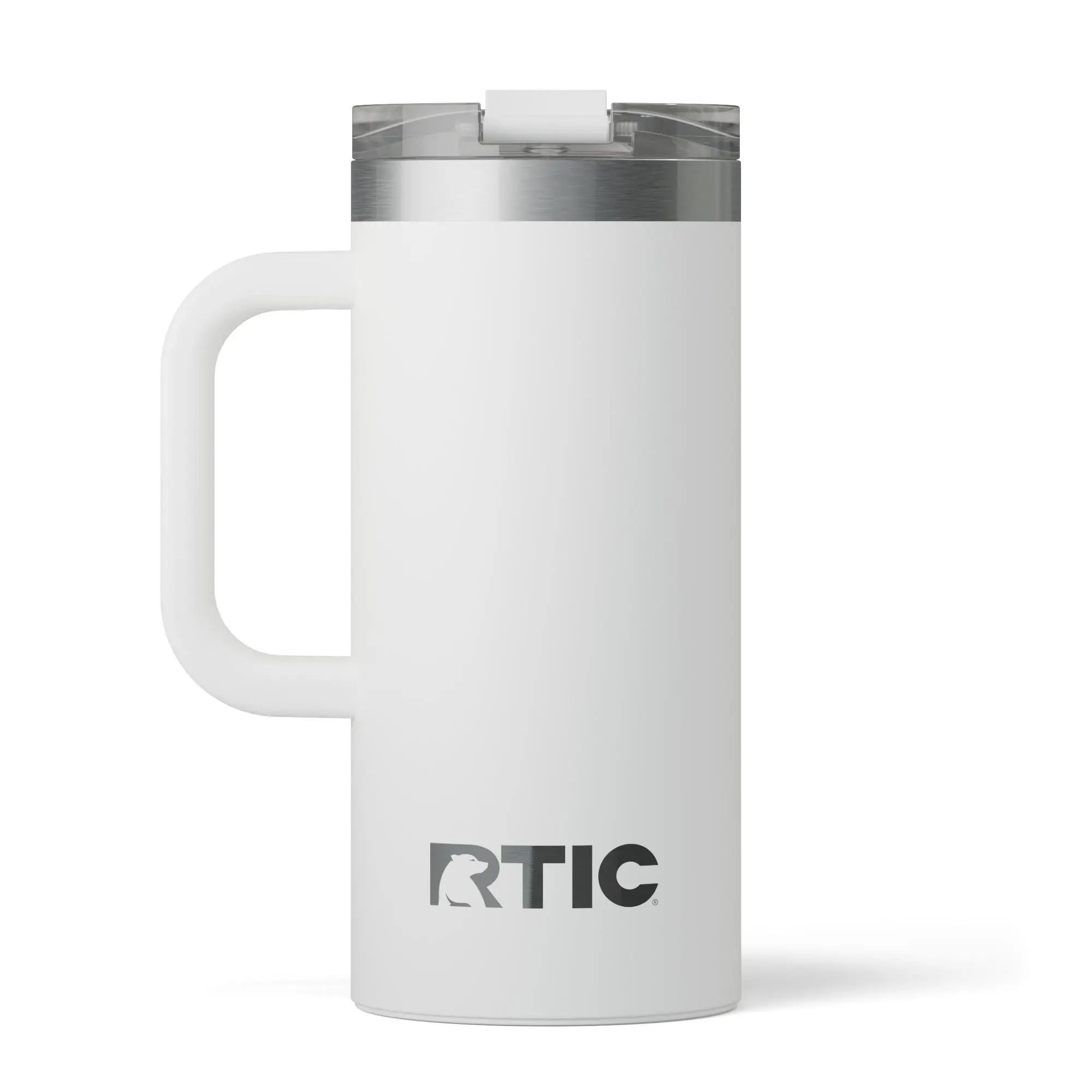 RTIC 16 oz Ceramic Lined Insulated Road Trip Travel Mug, Leak-Resistant Lid, White