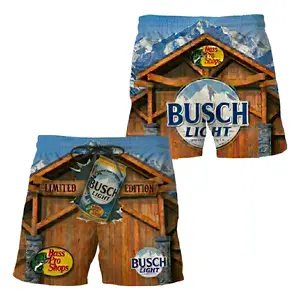 Limited Edition Busch Light Beer Men's Summer Beach Short - Summer Shorts - 4th of July Outfit - Patriotic Shorts - Party Shorts - Vacation Outfit - Beer Lovers Gift - USA Style - Tropical Shorts - Summer Shorts