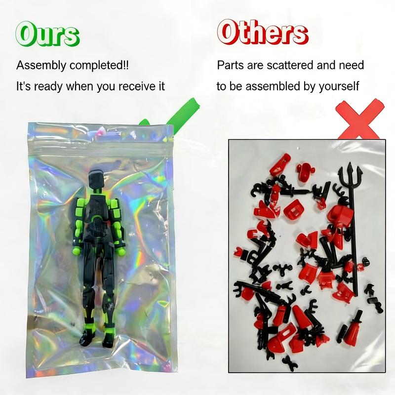 Assembled 3-piece set of 3D printed multi-joint action figures T13, fully movable robot model, suitable for stop-motion animation, Halloween gifts and Christmas gifts,Collectible Figurines Metal Anime Design，print action figure