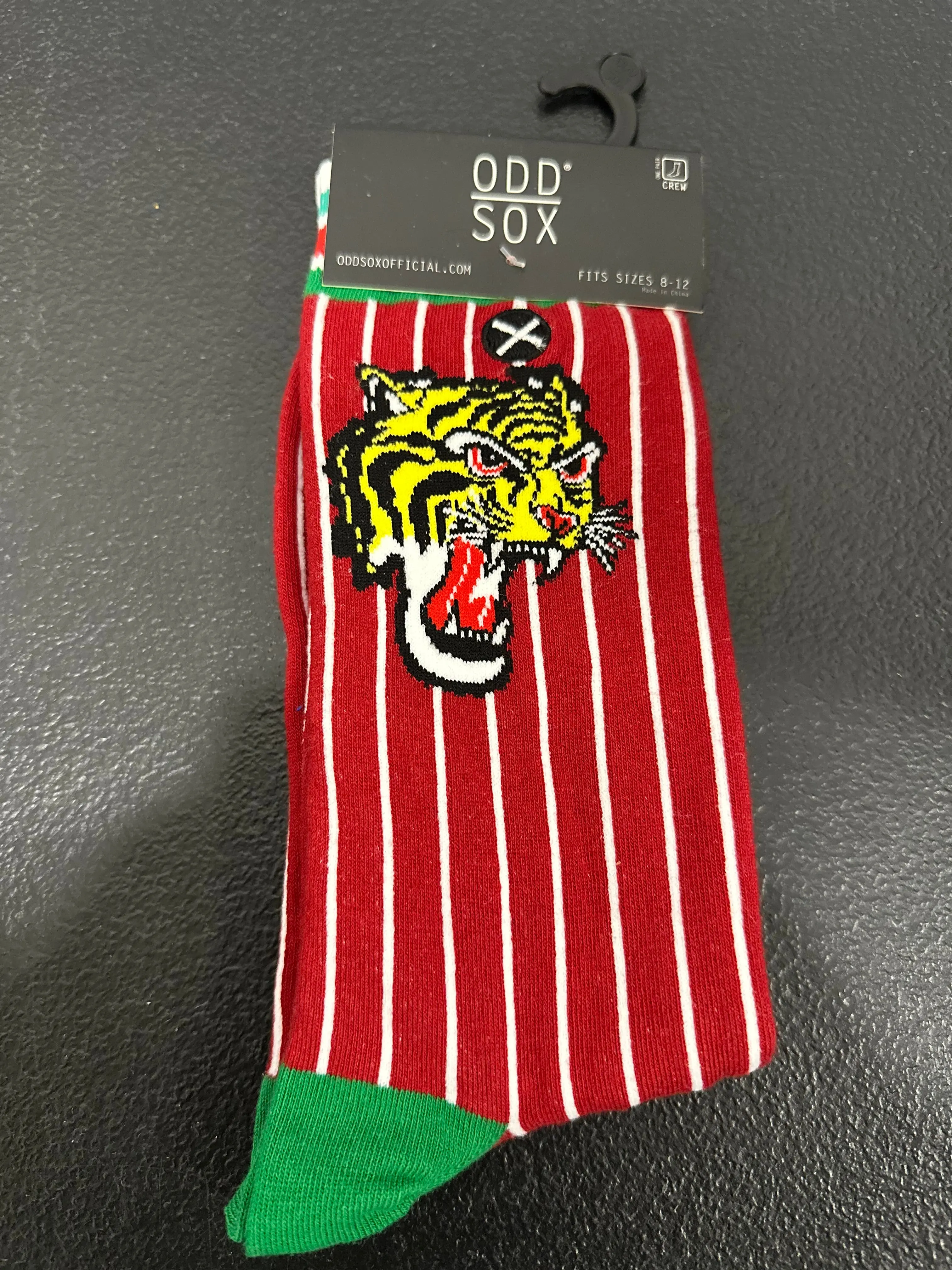 Odd Sox Graphic Socks mens Odd Sox Pinstripe Tiger Crew Socks