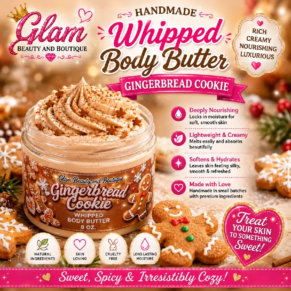 Gingerbread Cookie Whipped Body Butter. Handmade Shea & Mango Butter Body Frosting. All Natural Non Greasy Emulsified Body Butter moisturizing body moisturizer Skin Repair