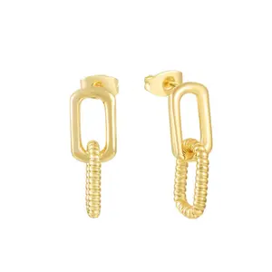 EVRY JEWELS Gold or Silver Plated Women's Hypoallergenic Let's Link Earrings