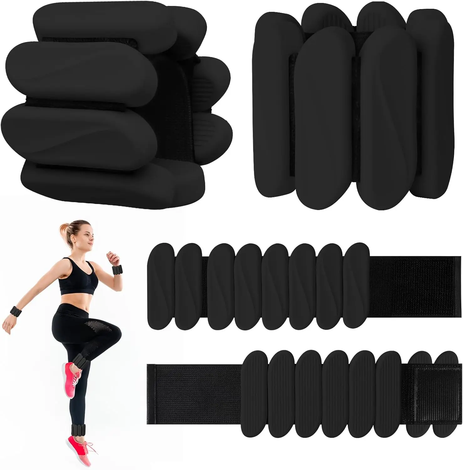 Wrist Weights, 2Pack Wearable Wrist Ankle Weights for Women and Men, Adjustable Silicone Arm and Leg Wrist Bracelets for Walking, Yoga, Pilates and Gym, 2lb