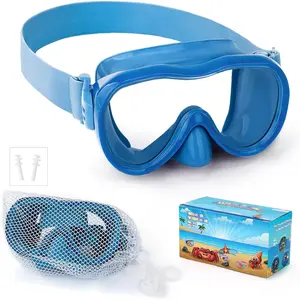 Swim Goggles, Anti-Leak Snork Mask with Nose Cover & Elastic Fabric Strap, UV Protection Swimming Goggles for  Boys Girls
