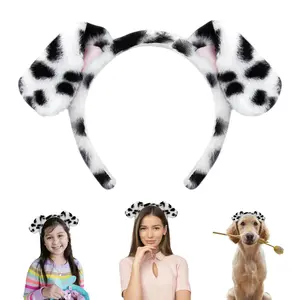 Dalmatian  Ears Headband - Realistic Puppy Hairband Fluffy Adult Dogs Costume for Halloween Party  Washing Makeup