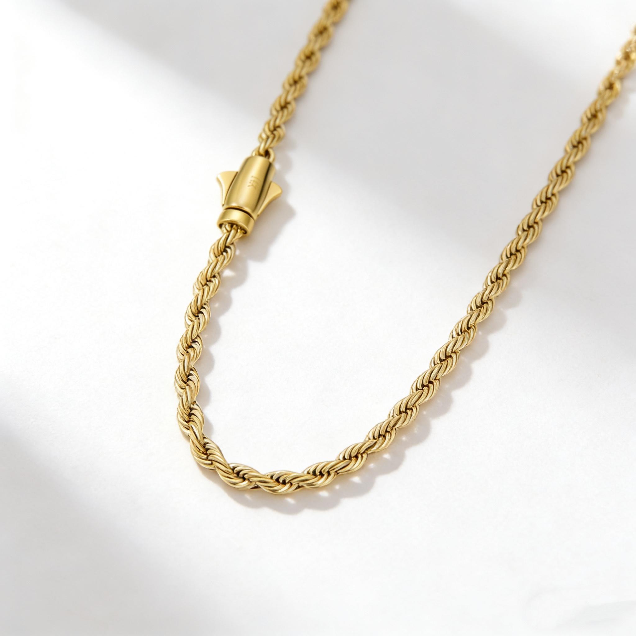 14K Real Gold-Plated Braided Necklace or Bracalet Durable StylisH Waterproof Upgraded Shine Faceted Cut Tarnish-Free Goldstone Necklace or Bracelet Width 6MM For Both men and Women The Perfect Gift