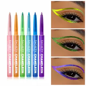 6-Color Chameleon, Multichrome Holographic Glitter Eyeshadow Stick - Long-Lasting 2-in-1 Waterproof Makeup for Eyes, Cheeks & Lips, Smooth Creamy Texture with Metallic & Shimmer Finishes, Party Makeup for Carnival, High Pigment