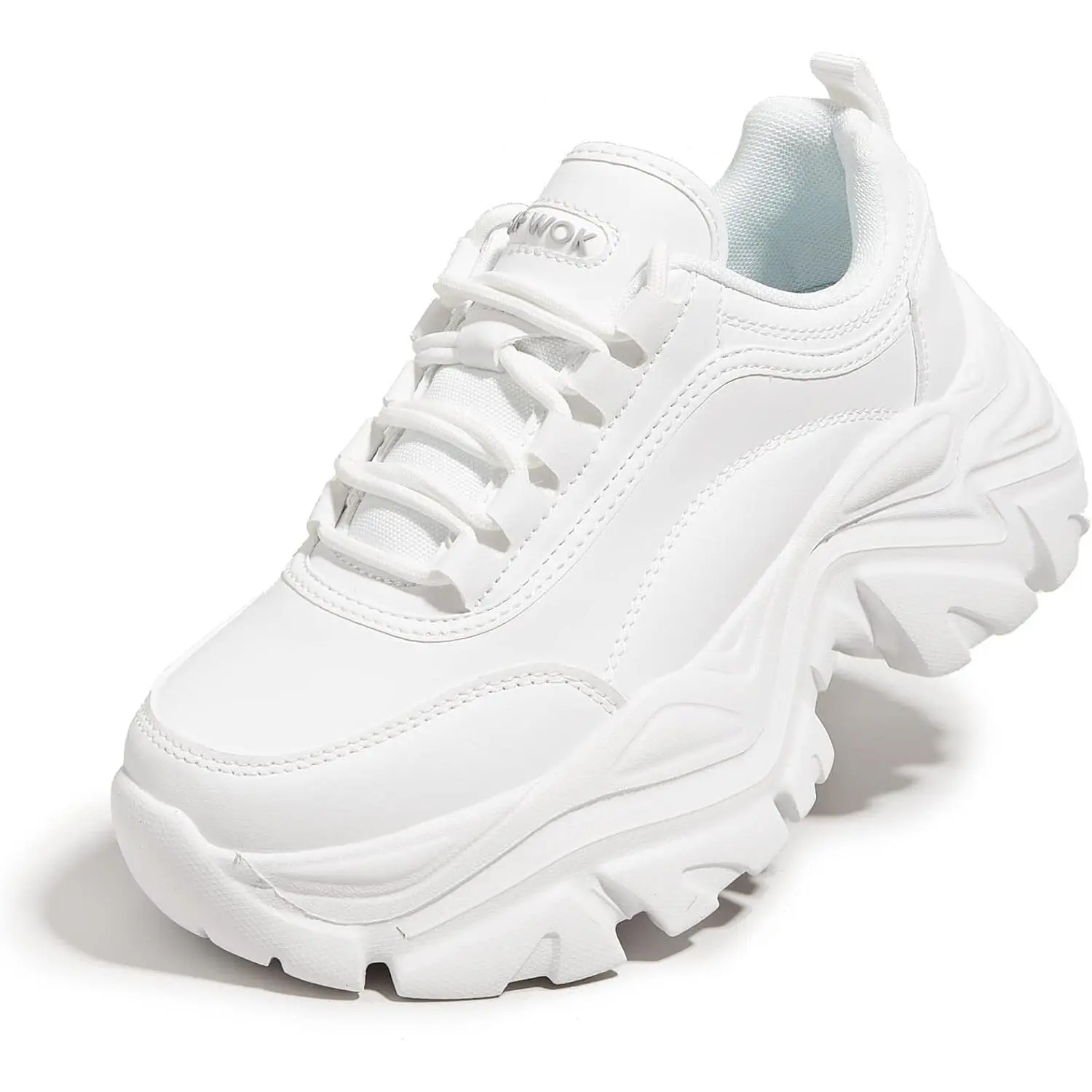 Women Fashion Platform White Leather Casual Dad Shoes Comfortable Wedge Walking Sport Sneakers Runner Trainer