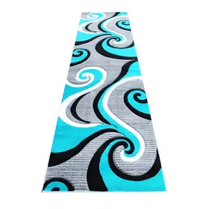 Turquoise Abstract Area Rug