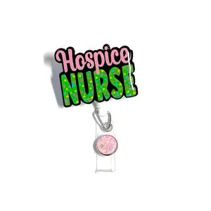 Hospice Nurse Badge Reel, Retractable Swivel Alligator Clip, 2”, Nurse