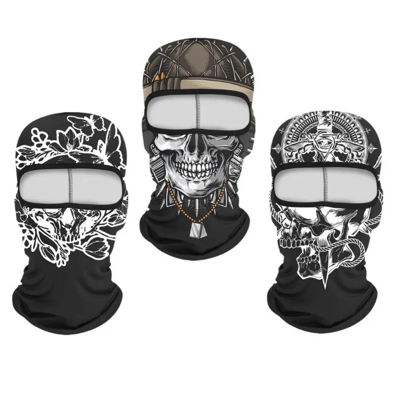 Yeomoo Knitted Balaclava Face Covers & Mask for Adults, Wash-Safe Skull Art, Moisture-Wick, Quick-Dry, UV-Protective, Breathable Acrylic Neck Gaiter, Cool Under Helmet, All Seasons for Motorcycle & Cycling