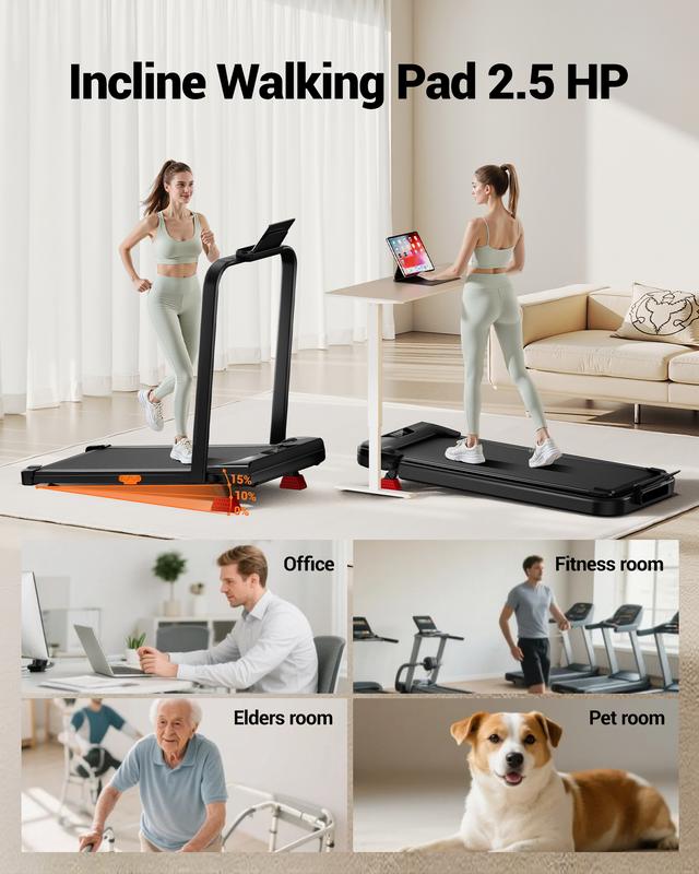 UMAY Fitness Under Desk Treadmill, High Definition Big Screen Walking Pad for Home Small, 2.5 HP Quiet Brushless, for Home Office