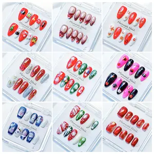 Vosplends clearance Christmas Blind Box Multi-Style Handmade Y2K Acrylic Press-On Nails 10pcs# BestSellingNails#MultiDesignNails#FalseNails#Y2KAesthetic#ChristmasNailInspo#VosplendsBeauty#NailTok Girls' Cute Kit Glossy