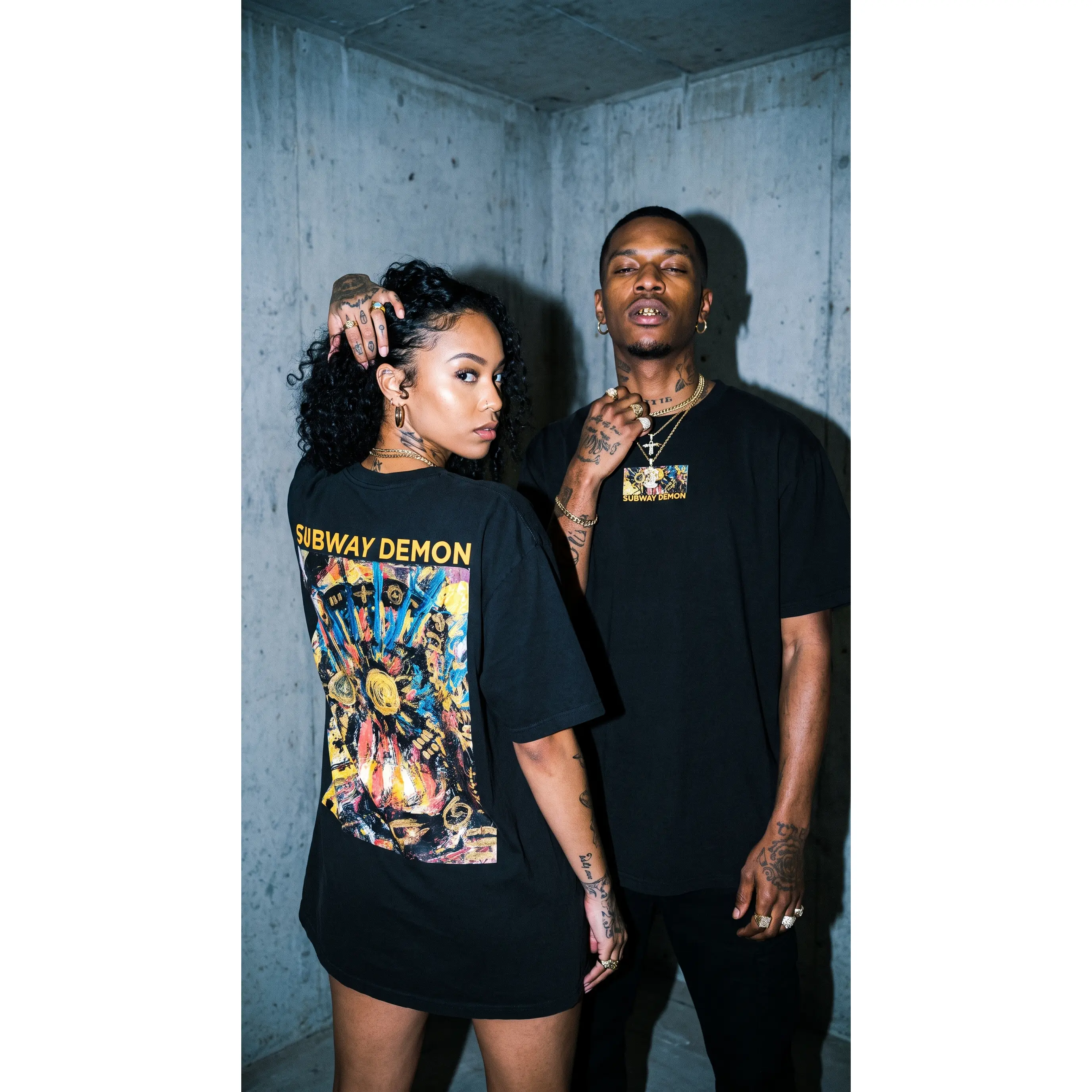 Subway Demon Tee | Unisex Oversized Heavyweight Black Art T-Shirt, Limited Release
