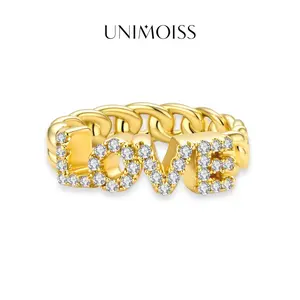 UniMoiss Moissanite Forever Love Chain Ring Silver-Plated Wedding Engagement Anniversary Valentine's Day Birthday Gift Daily Wear Jewelry