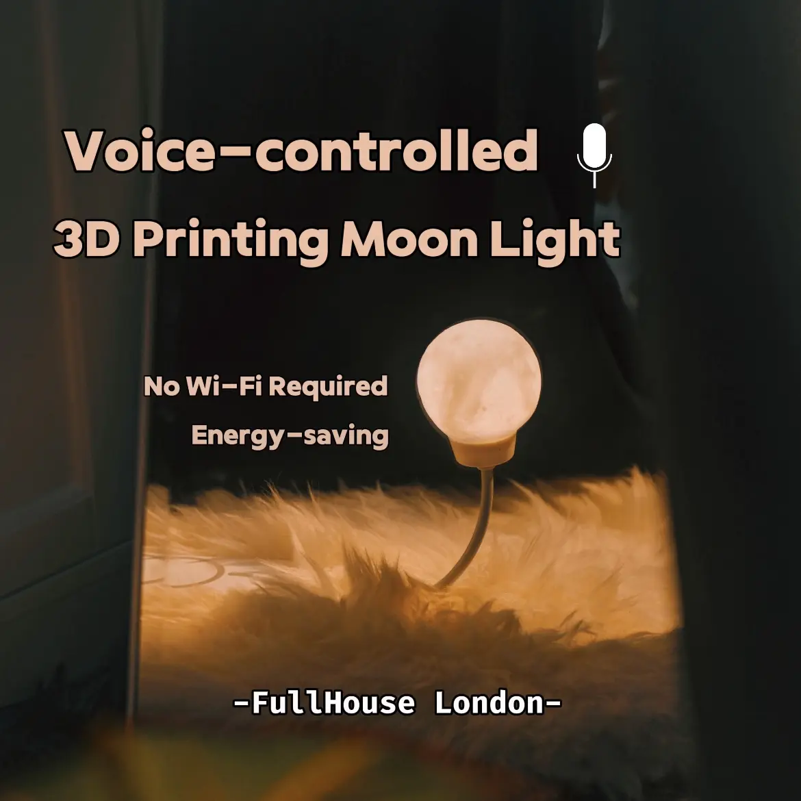 Moon Smart Night Light Voice-Activated Dimmable Sleep Bedroom Light  Saving Power Ideal Gift for Kids & Parents No WiFi Required Full House Use