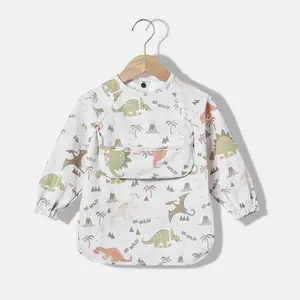Children Long Sleeve Eating Bib, Baby Feeding Apron, Super Soft Waterproof Infant Bib, Anti-Stain Feeding Clothes, Cute Animal Design, Adjustable Bib Straps