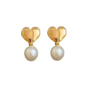Pearl Love Earrings with Heart-Shaped Design and Pearl Accents
