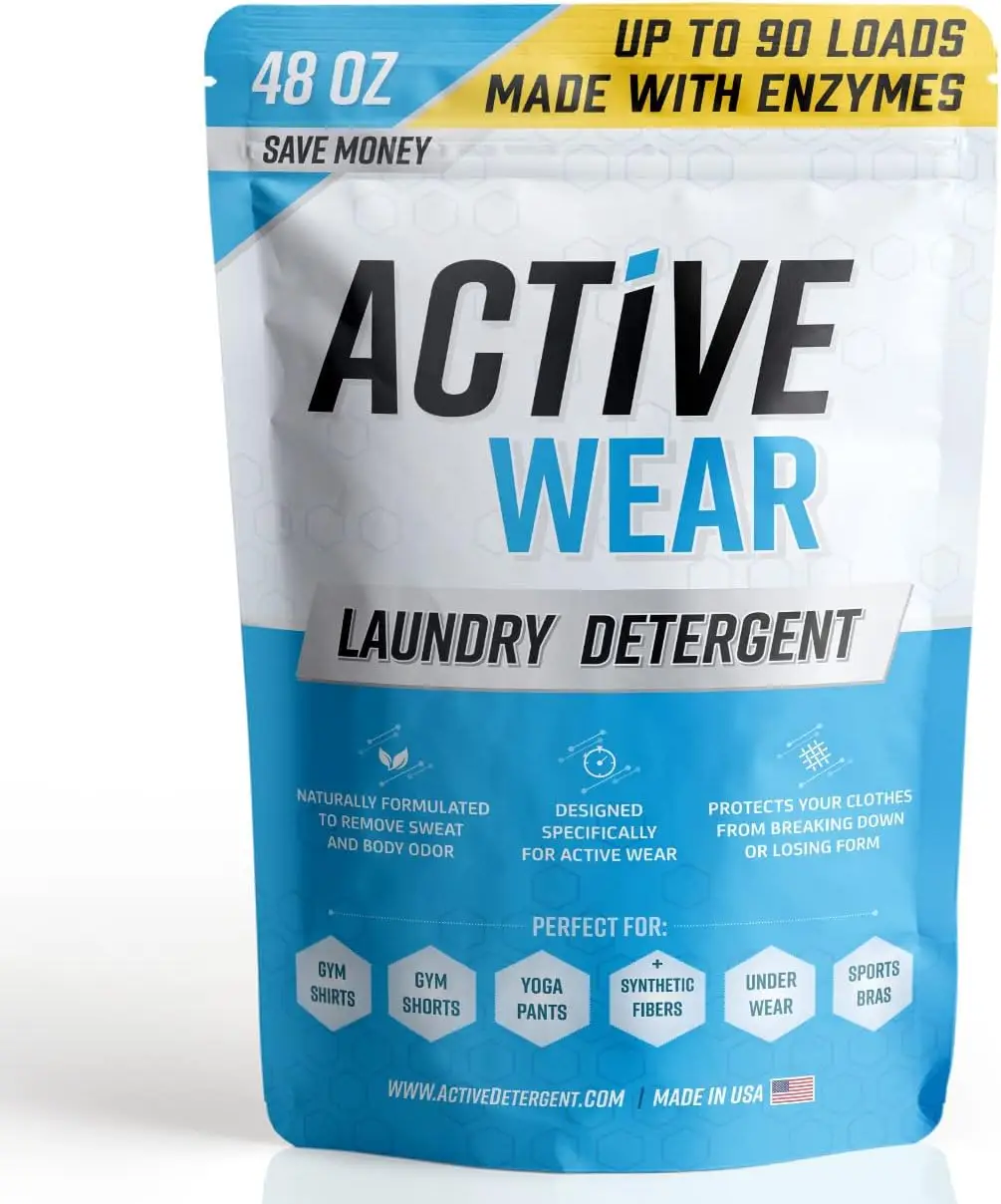 New Active Wear Laundry Detergent & Soak - Formulated for Sweat and Workout Clothes - Natural Performance Concentrate Enzyme Booster Deodorizer - Powd