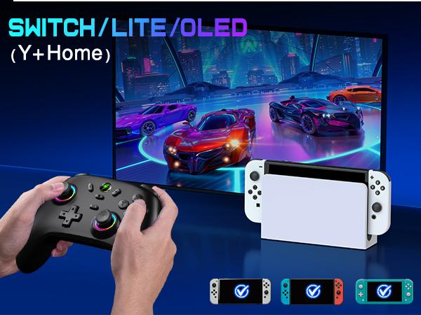 ESYWEN Switch Controller for Nintendo Switch/Lite/OLED, Hall Joystick Wireless Switch Pro Controller support iOS/Android/Windows PC, Switch Remote Joystick Gamepad with RGB/Turbo/Motion Control/Vibration
