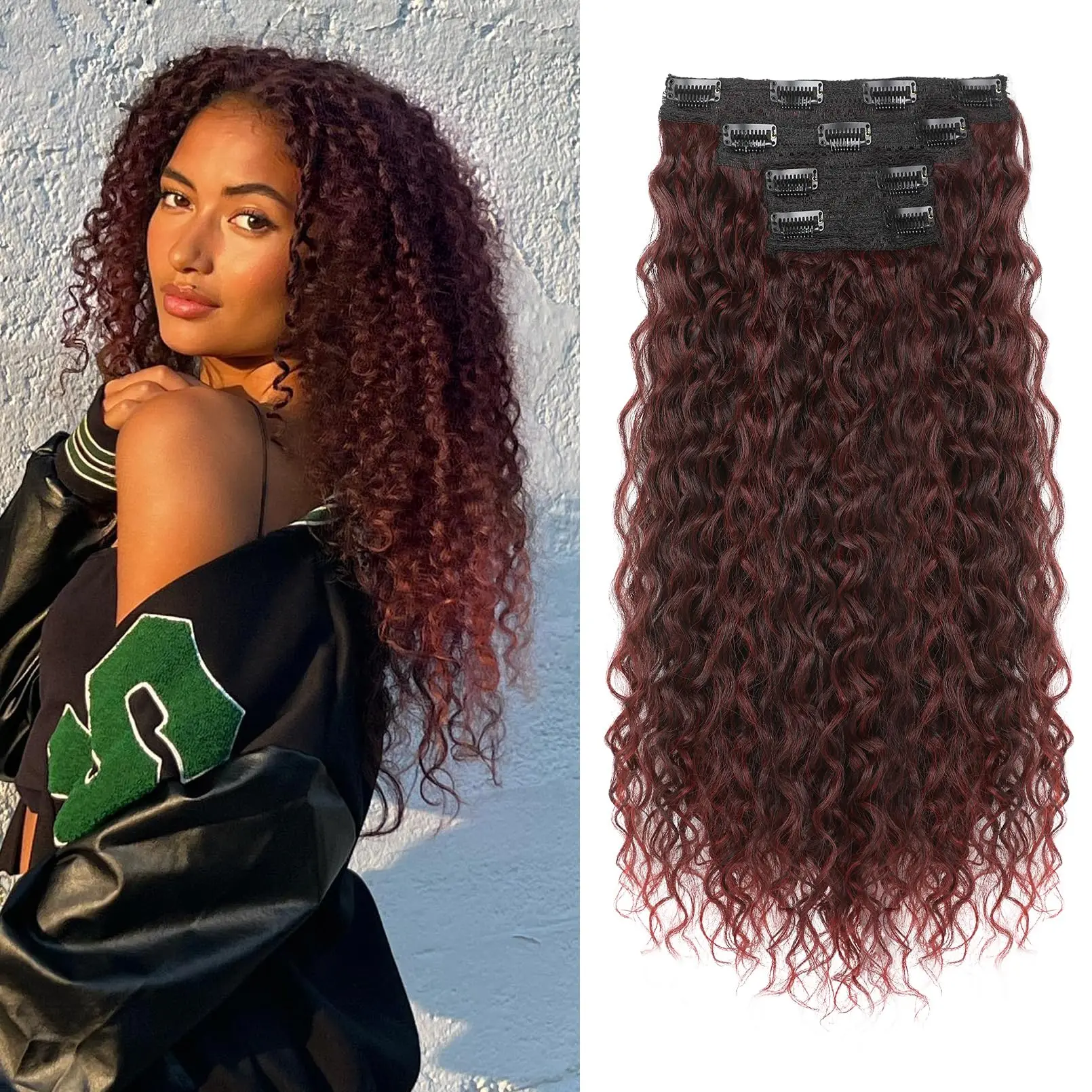 20inch Curly Wine Red