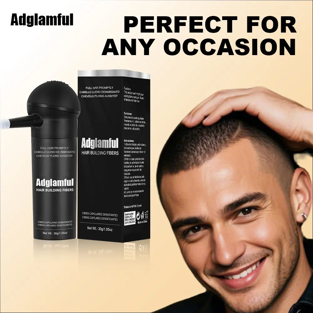 Adglamful Hair Building Fibers - 30g Quick Acting Thickening Powder Set for Hair Loss Concealer & Styling Fiber for Men Women Natural Root Cover Up - Haircare