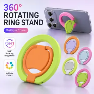 Double Sided Magnetic Smartphone Finger Ring Holder, 3 Fold MagSafe Compatible Phone Stand, 360 Degree Rotatable Adjustable Mobile Phone Grip, Compatible with iPhone 17 16 15 14 13 12 Pro Max and Android, Colorful Magnetic Phone Mount Stand
