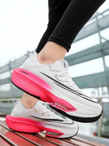 1 Pair of Iridescent Couple Style Professional Racing Running Shoes | Match Athletic Style | Non-Slip Traction Outsole + Grip Texture + Soft Lining | Outdoor Training / Artificial Turf / Quick Directional Shifts, Grip & Stable Pro Sneakers